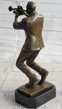 African American Jazz Trumpet Player Bronze Sculpture