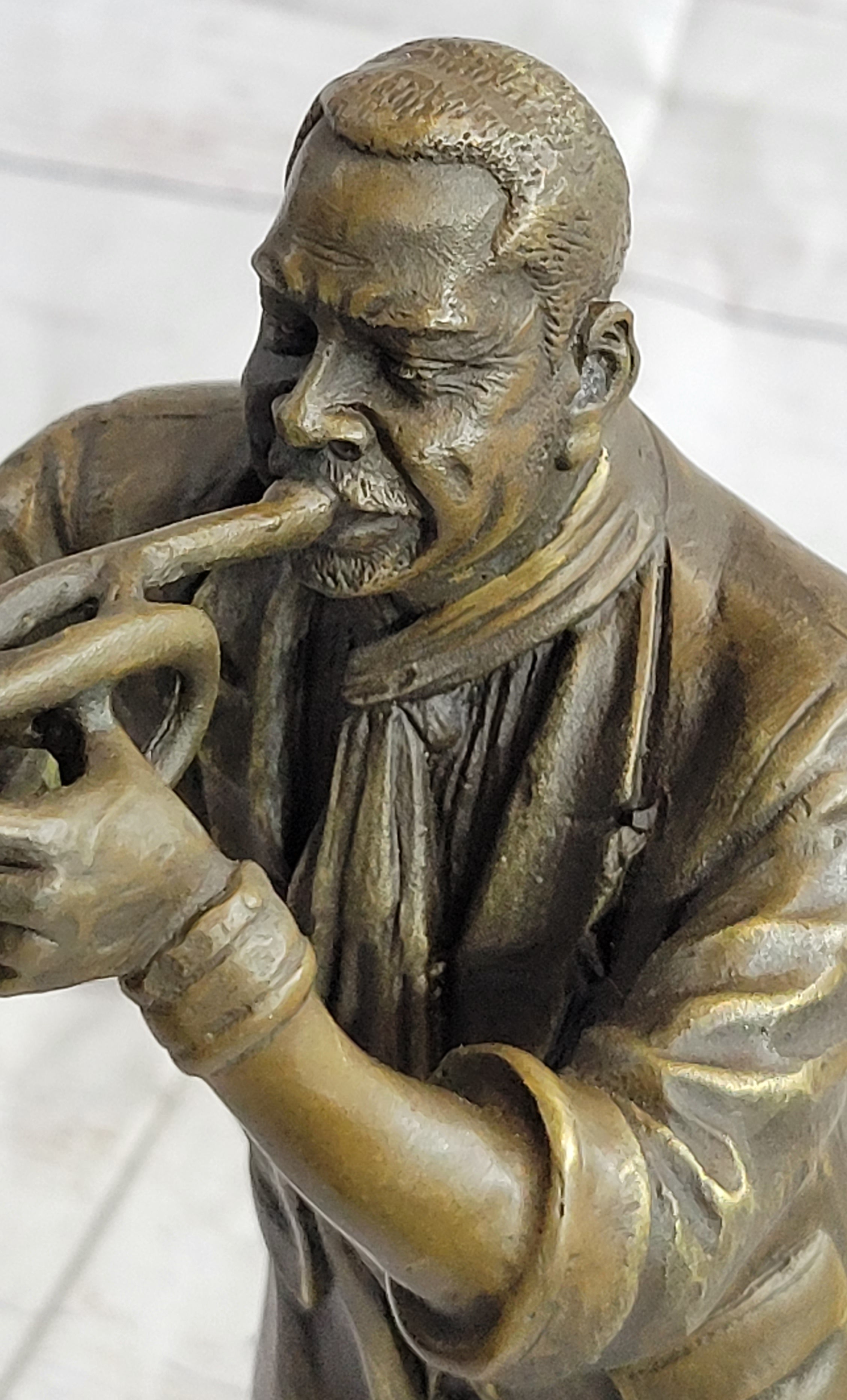 African American Jazz Trumpet Player Bronze Sculpture