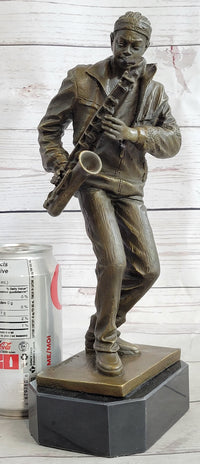 African American Black Saxophone Player Bronze Sculpture