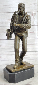 African American Black Saxophone Player Bronze Sculpture