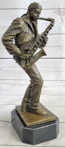 African American Black Saxophone Player Bronze Sculpture