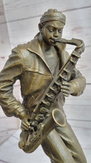 African American Black Saxophone Player Bronze Sculpture