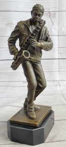 African American Black Saxophone Player Bronze Sculpture