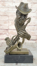 Signed Saxophone Player Salutes Jazz & Rhythm Bronze Sculpture