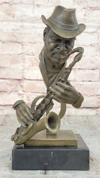Signed Saxophone Player Salutes Jazz & Rhythm Bronze Sculpture