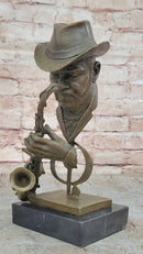 Signed Saxophone Player Salutes Jazz & Rhythm Bronze Sculpture