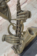 Signed Saxophone Player Salutes Jazz & Rhythm Bronze Sculpture