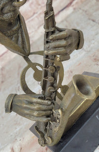 Signed Saxophone Player Salutes Jazz & Rhythm Bronze Sculpture