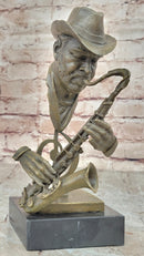 Signed Saxophone Player Salutes Jazz & Rhythm Bronze Sculpture