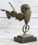 Signed Milo Abstract Man Playing Violin Bronze Bust Marble Base
