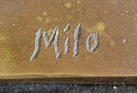 Signed Milo Abstract Man Playing Violin Bronze Bust Marble Base
