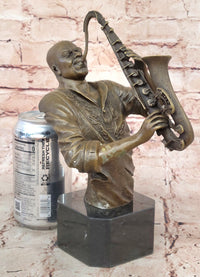 Black African American Saxophone Player Jazz Musician Bronze Marble