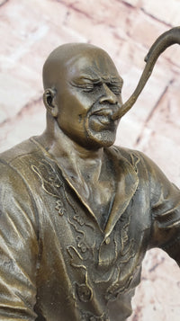 Black African American Saxophone Player Jazz Musician Bronze Marble