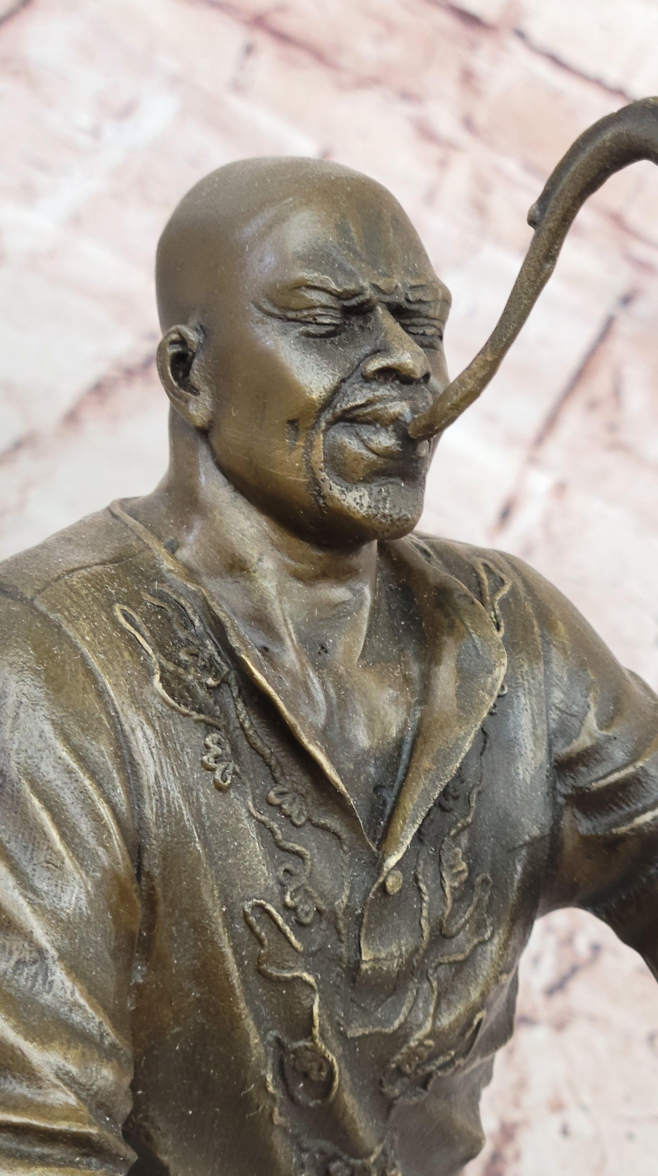 Black African American Saxophone Player Jazz Musician Bronze Marble