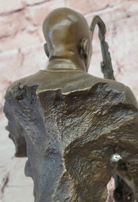 Black African American Saxophone Player Jazz Musician Bronze Marble