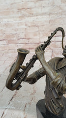 Black African American Saxophone Player Jazz Musician Bronze Marble