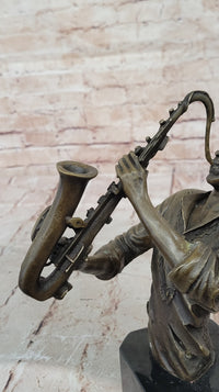 Black African American Saxophone Player Jazz Musician Bronze Marble