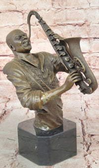 Black African American Saxophone Player Jazz Musician Bronze Marble