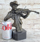 Cowboy Playing Violin Fiddle Music Bronze Sculpture