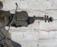Cowboy Playing Violin Fiddle Music Bronze Sculpture