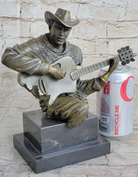Country Western Musician Guitar Player Jazz Bronze Figurine