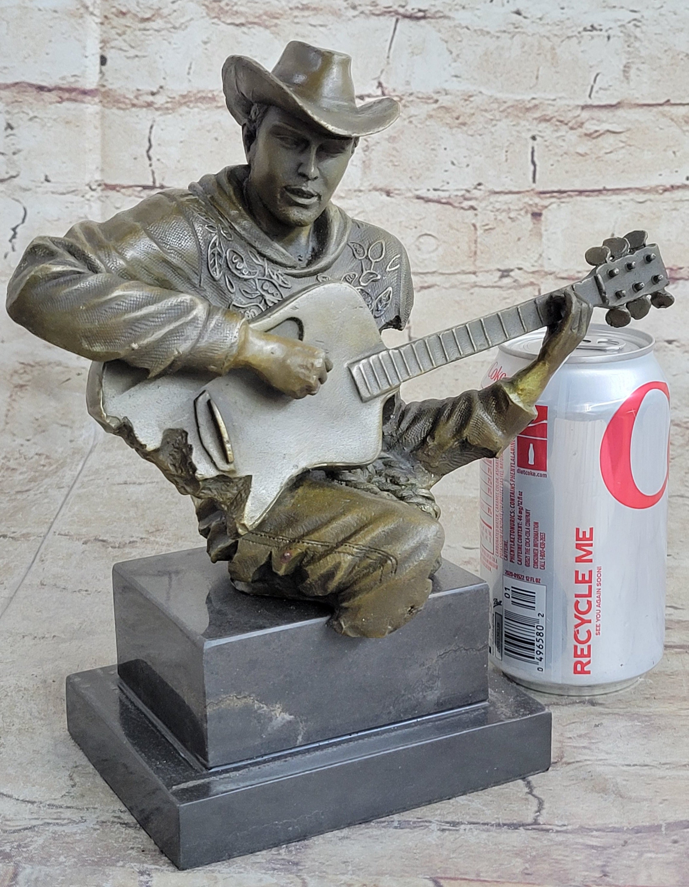 Country Western Musician Guitar Player Jazz Bronze Figurine
