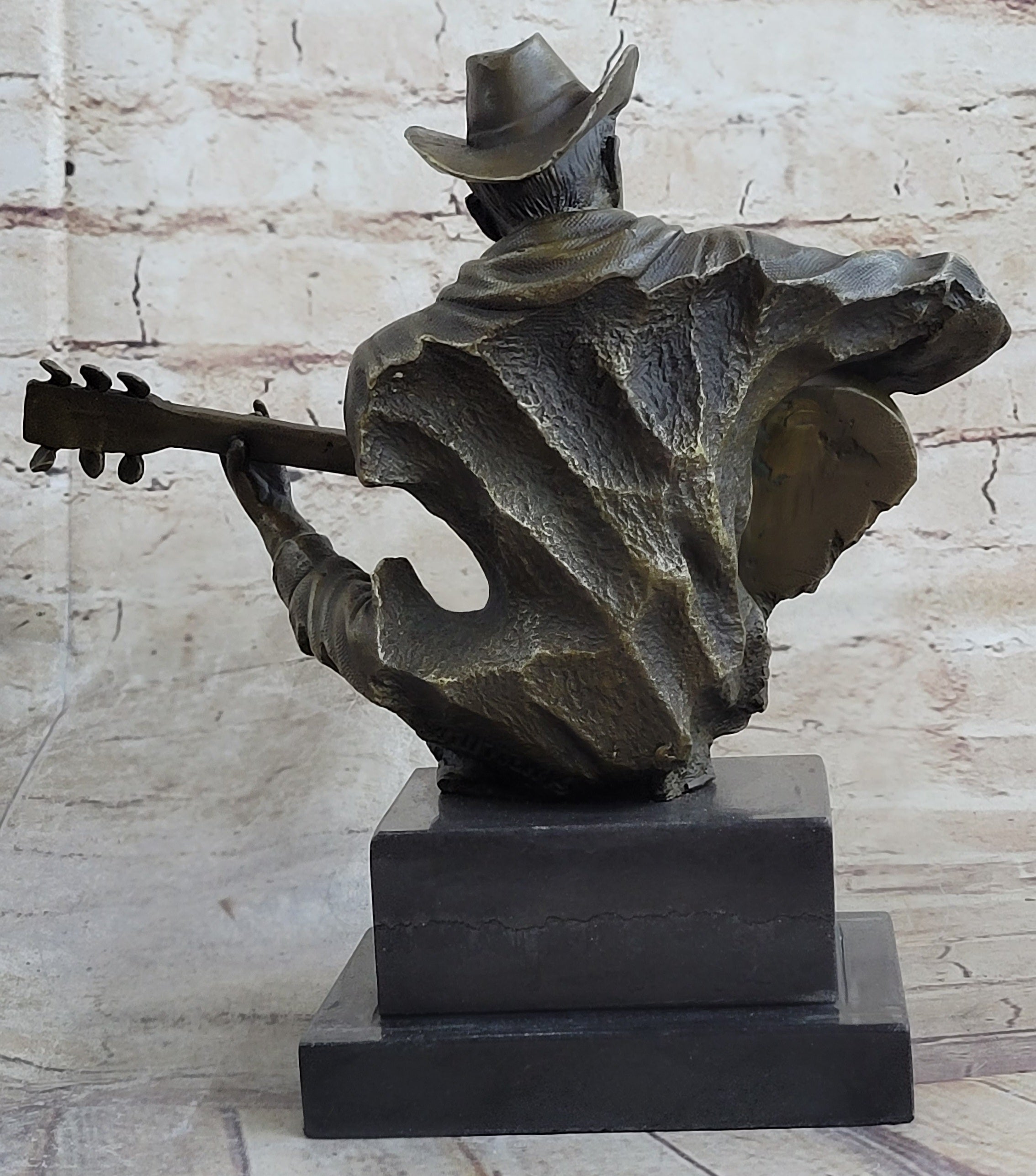 Country Western Musician Guitar Player Jazz Bronze Figurine