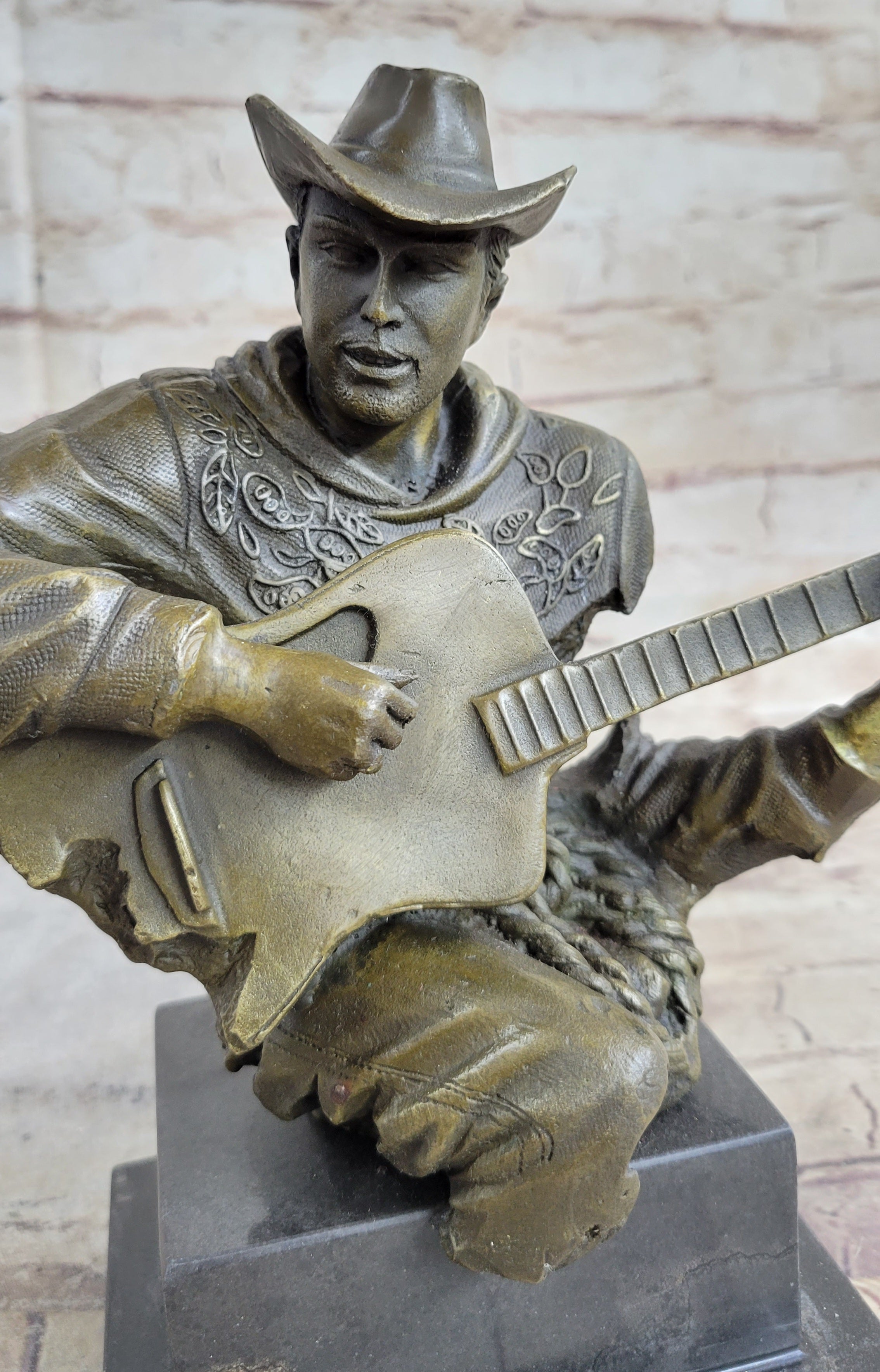 Country Western Musician Guitar Player Jazz Bronze Figurine