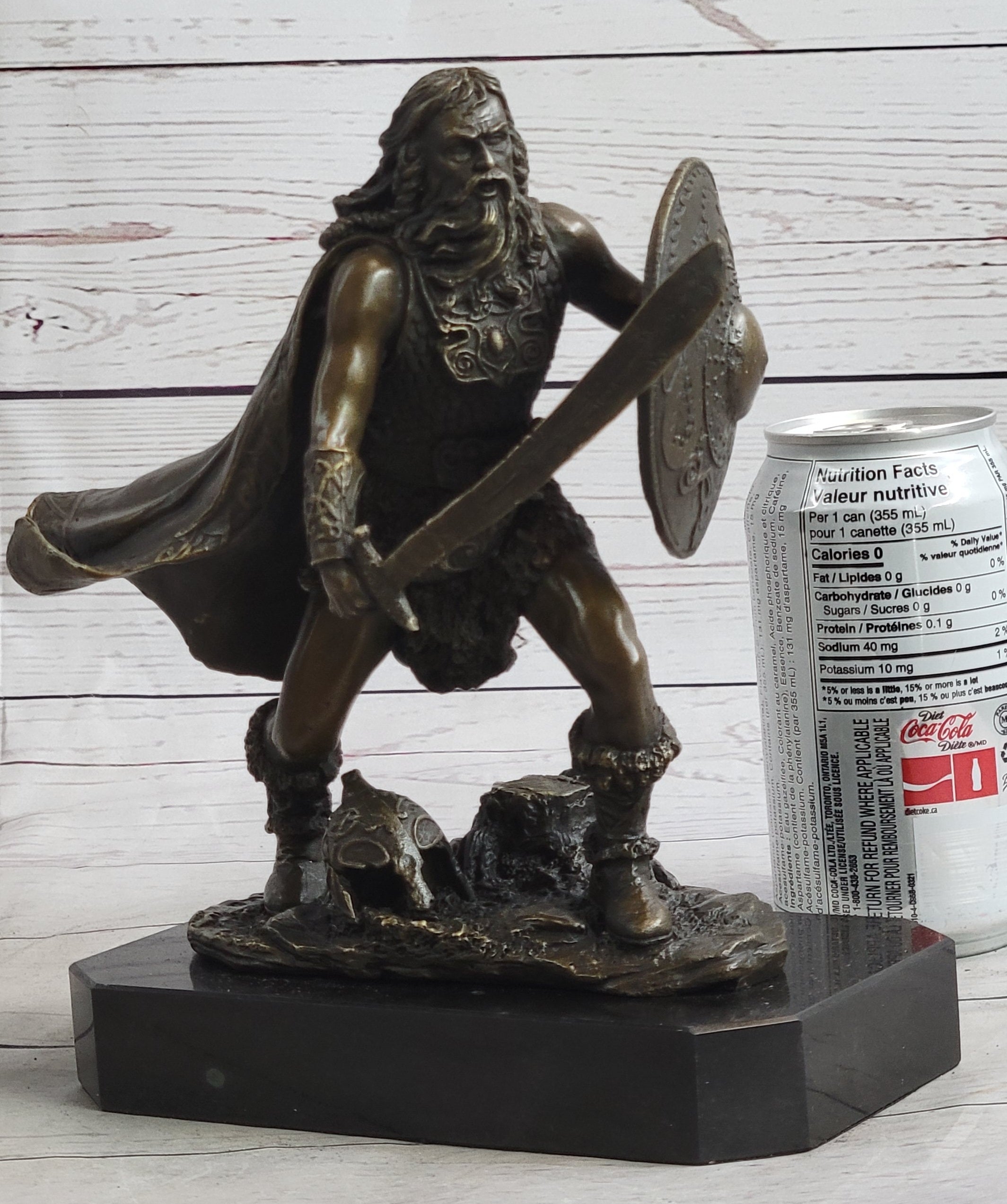 Bronze European Warrior with Sword Rare Marble Base