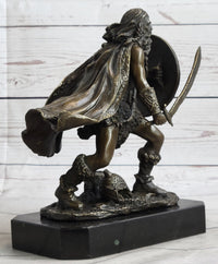 Bronze European Warrior with Sword Rare Marble Base