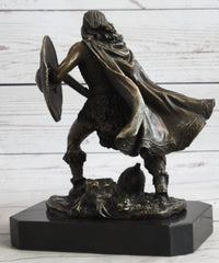Bronze European Warrior with Sword Rare Marble Base
