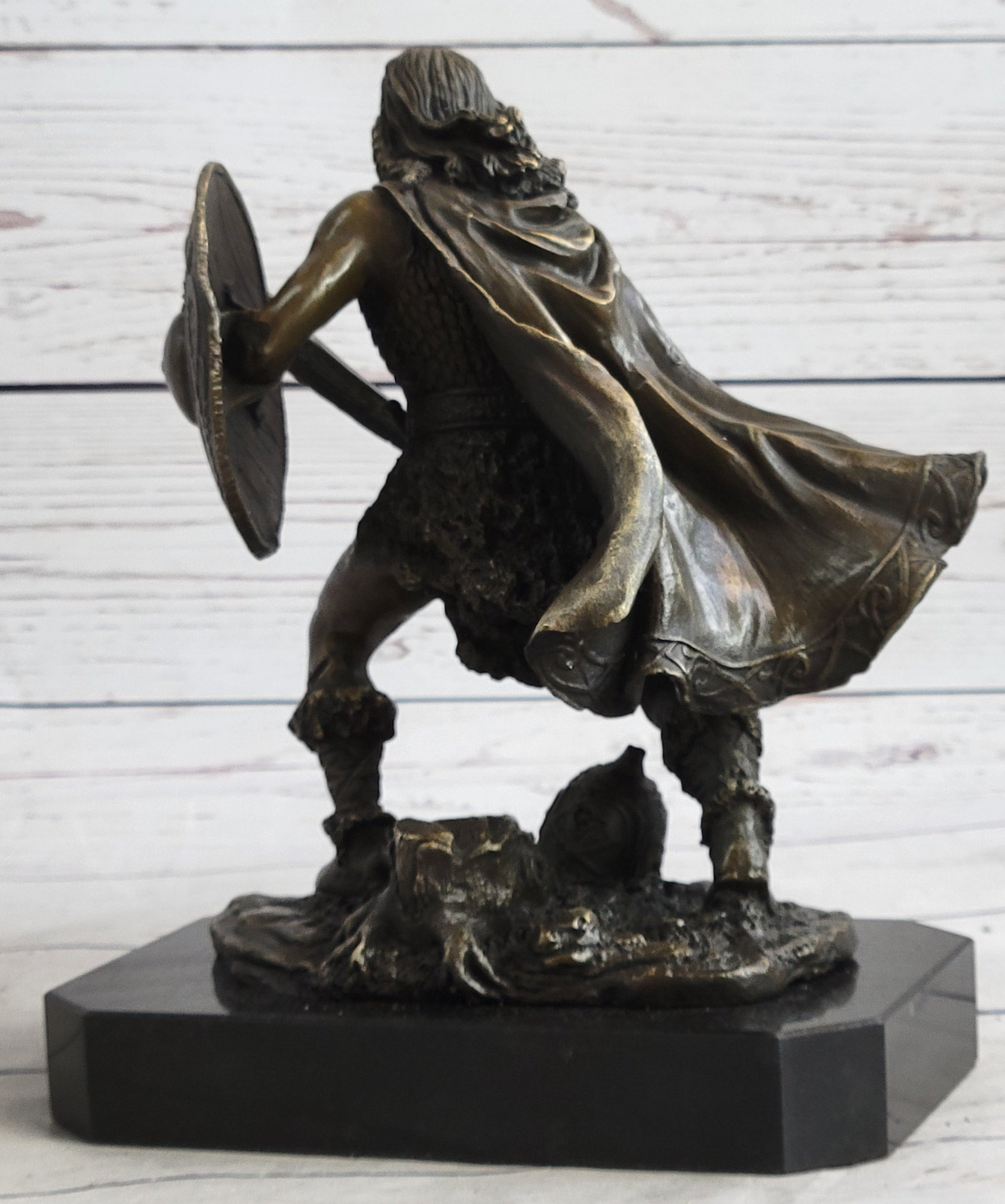 Bronze European Warrior with Sword Rare Marble Base