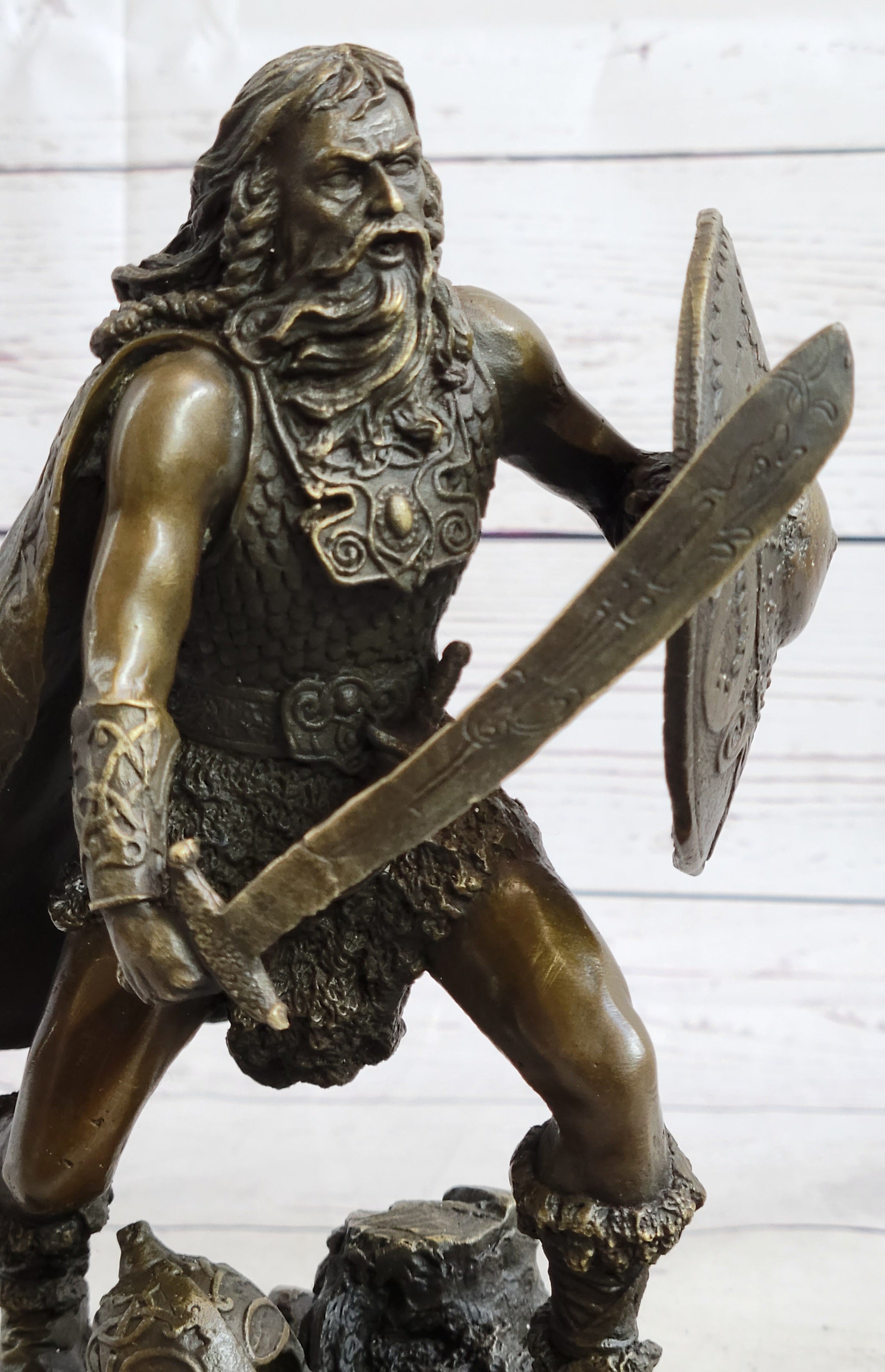 Bronze European Warrior with Sword Rare Marble Base