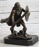 Bronze European Warrior with Sword Rare Marble Base