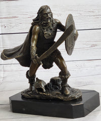 Bronze European Warrior with Sword Rare Marble Base