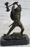 Nordic Viking Norse Warrior w/ Battle Axe Bronze 10" x 7"