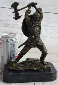Nordic Viking Norse Warrior w/ Battle Axe Bronze 10" x 7"