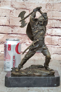Nordic Viking Norse Warrior w/ Battle Axe Bronze 10" x 7"
