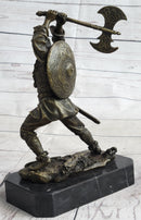 Nordic Viking Norse Warrior w/ Battle Axe Bronze 10" x 7"