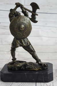 Nordic Viking Norse Warrior w/ Battle Axe Bronze 10" x 7"