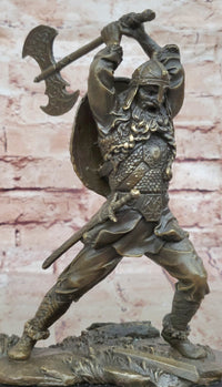 Nordic Viking Norse Warrior w/ Battle Axe Bronze 10" x 7"