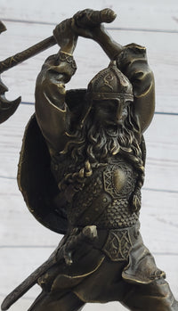 Nordic Viking Norse Warrior w/ Battle Axe Bronze 10" x 7"