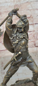 Nordic Viking Norse Warrior w/ Battle Axe Bronze 10" x 7"