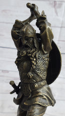 Nordic Viking Norse Warrior w/ Battle Axe Bronze 10" x 7"