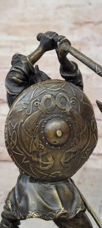 Nordic Viking Norse Warrior w/ Battle Axe Bronze 10" x 7"