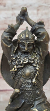 Nordic Viking Norse Warrior w/ Battle Axe Bronze 10" x 7"