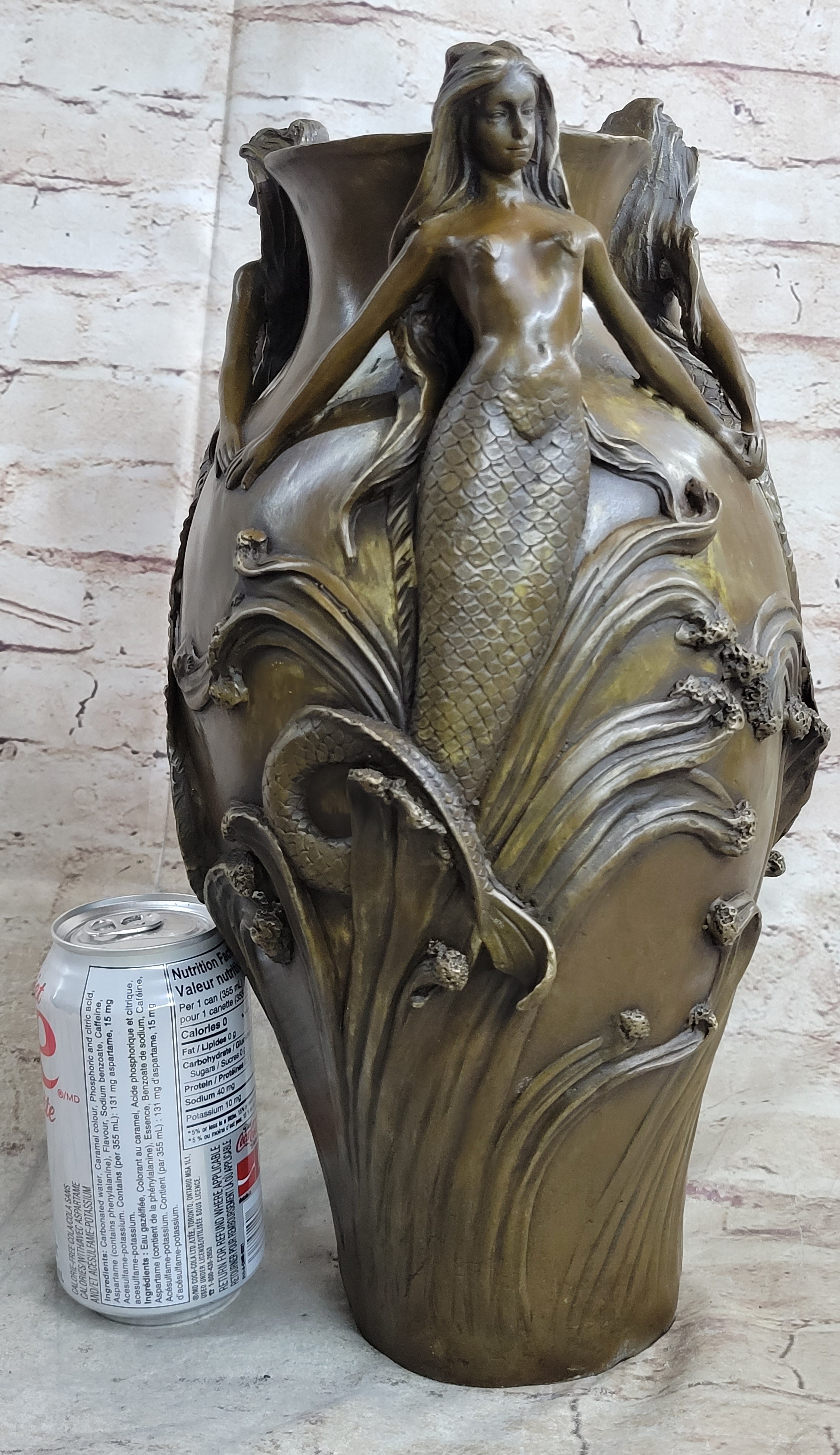 Mermaid Flower Vase Bronze Sculpture