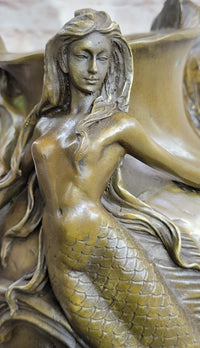 Mermaid Flower Vase Bronze Sculpture
