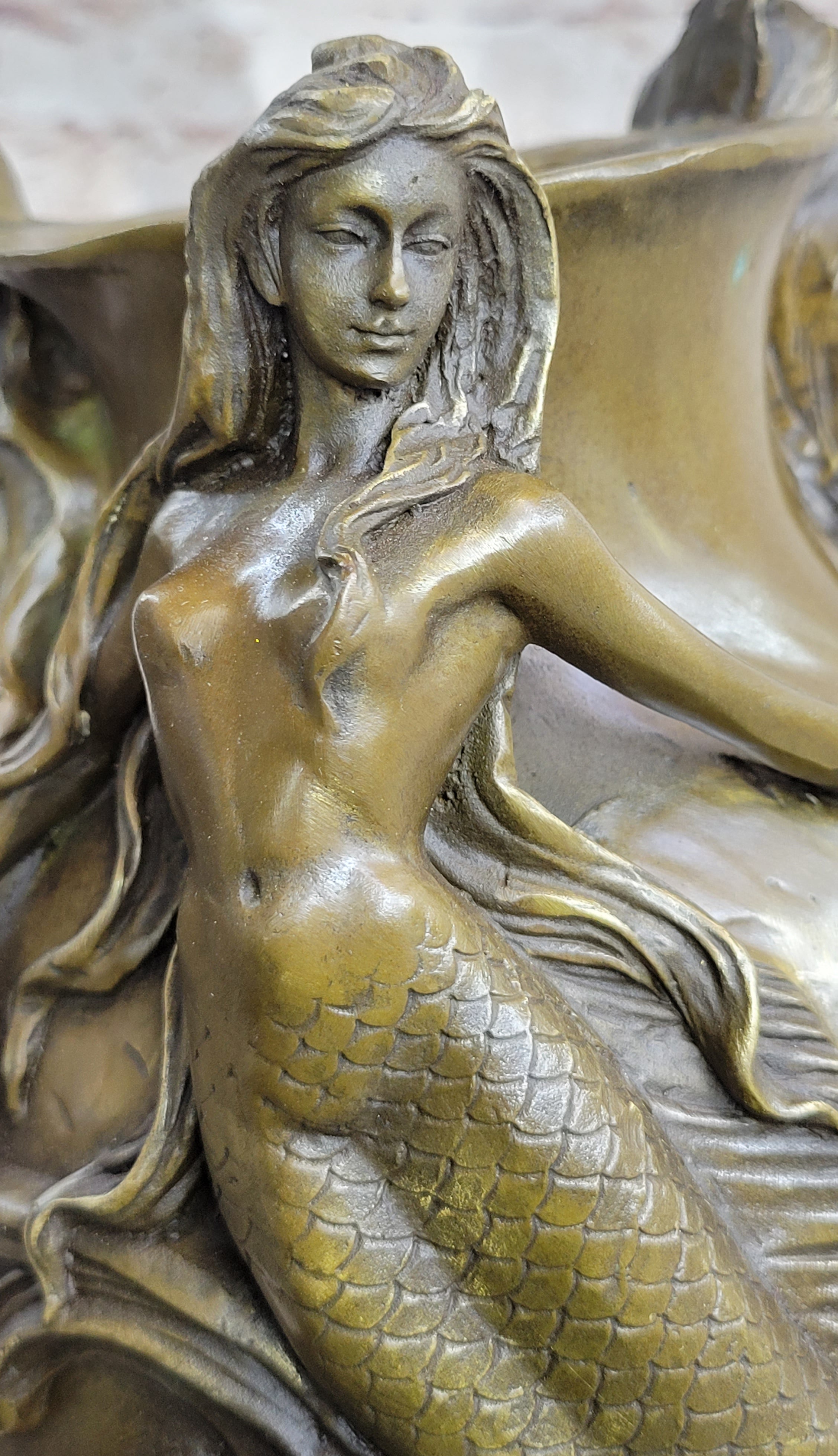 Mermaid Flower Vase Bronze Sculpture