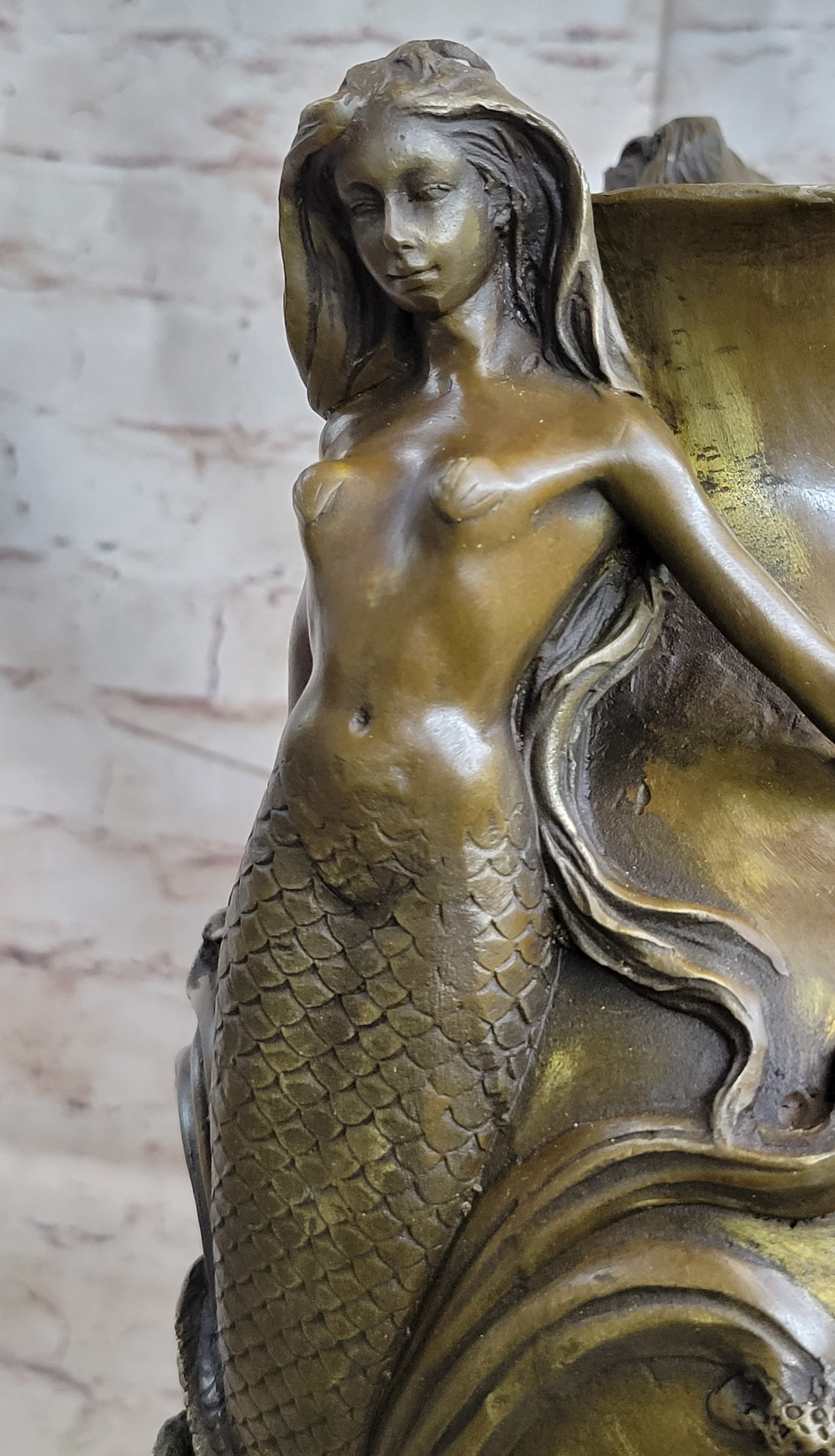 Mermaid Flower Vase Bronze Sculpture